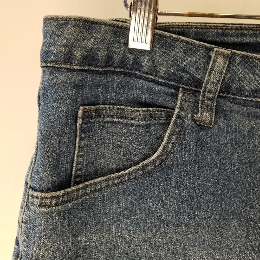 Riders by Lee Mid Rise Capri Shirts‎ Denim Jean Bermuda Long Shorts Size 14